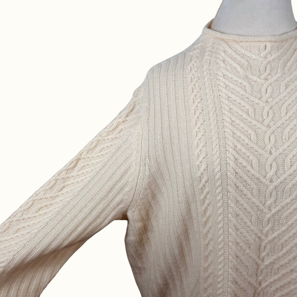 Haven Well Within Cream Cable Aran Knit Roll Neck Sweater 100% Cashmere Size XL - Picture 7 of 11